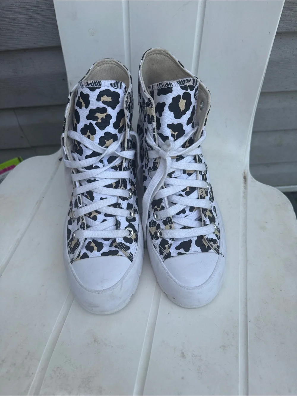 Converse Women Leopard Print High Top Sneakers - White/Black/Tan